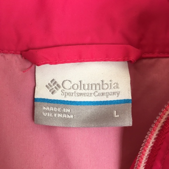 Columbia Women’s Lightweight Jacket Pink Windbreaker Hooded Packable Size L - Picture 7 of 12